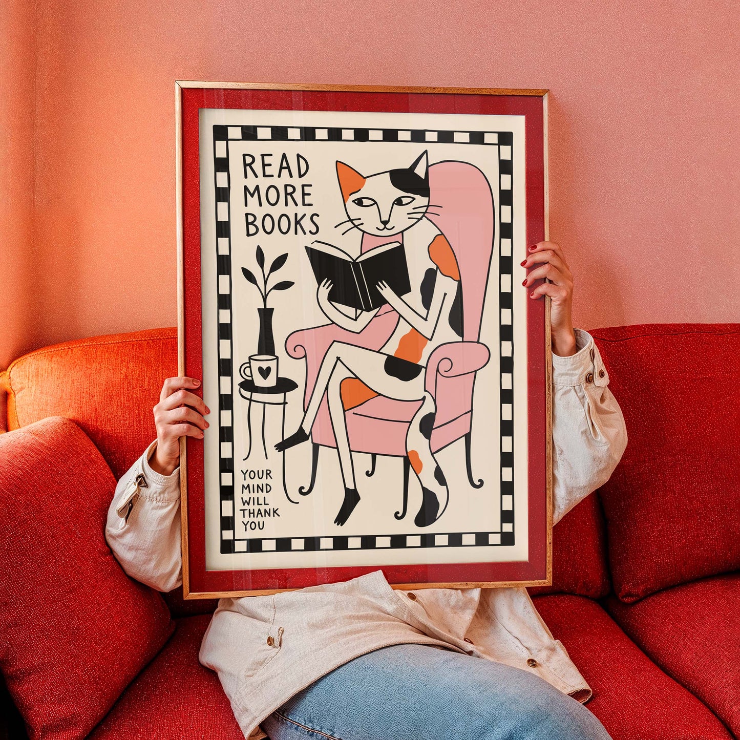 Read More Books Cat Reading Poster