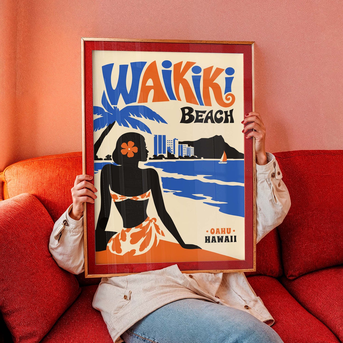 Waikiki Beach Travel Poster