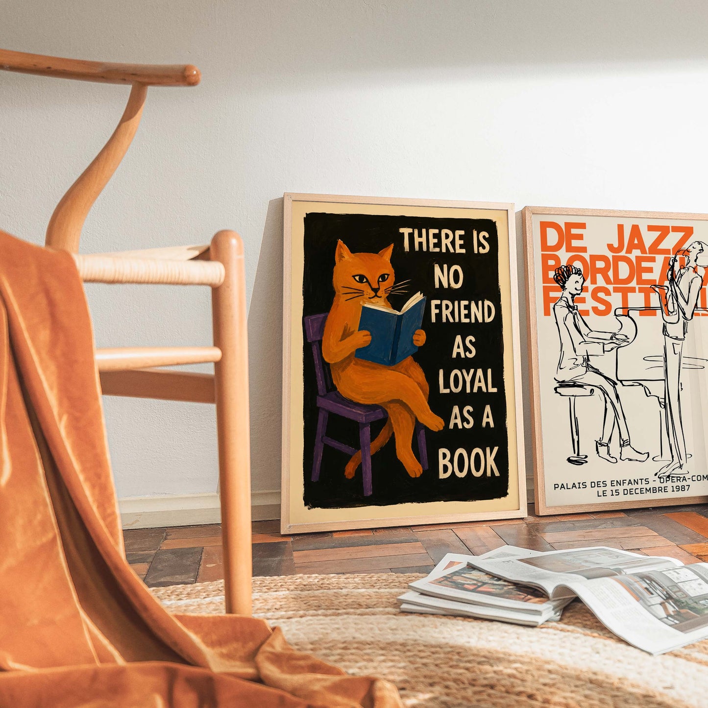 Book Lover Cat Poster Print
