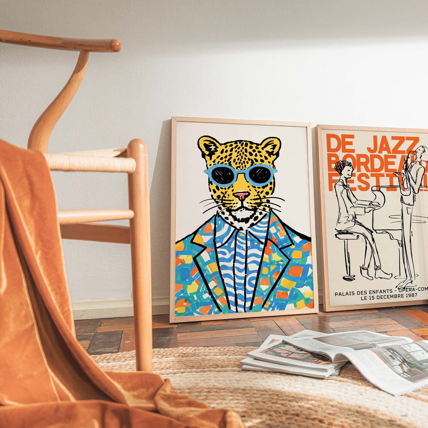 Stylish Leopard With Sunglasses Poster Wall Art