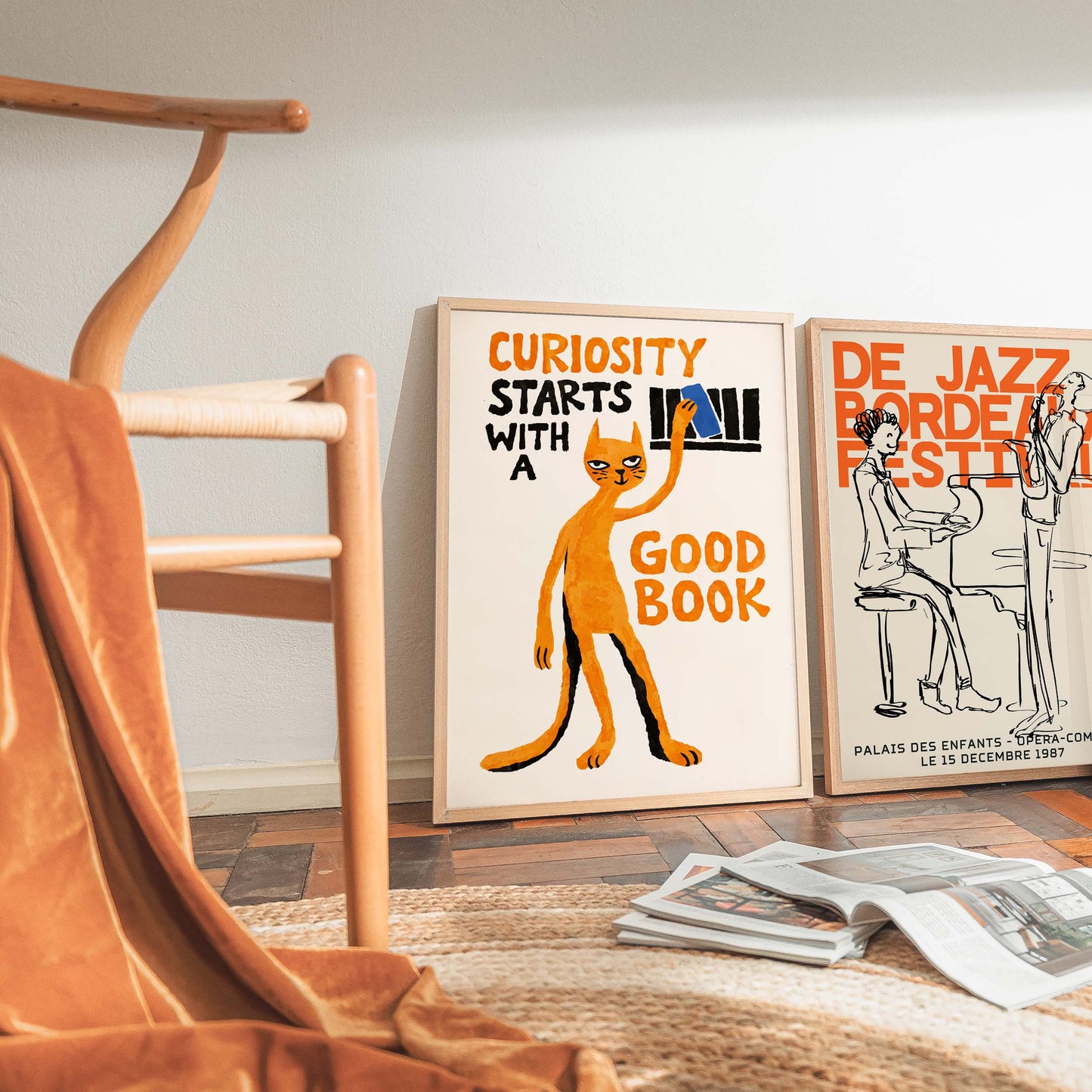 Curiosity Good Book Cat Print