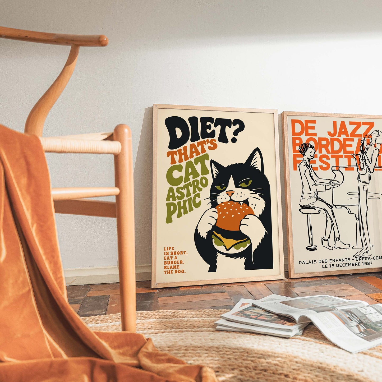 Cat Burger Humor Print
