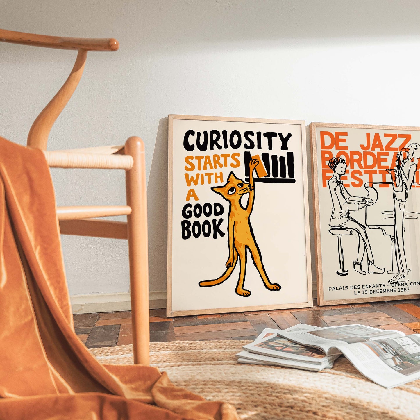 Curiosity Reading Cat Poster Print