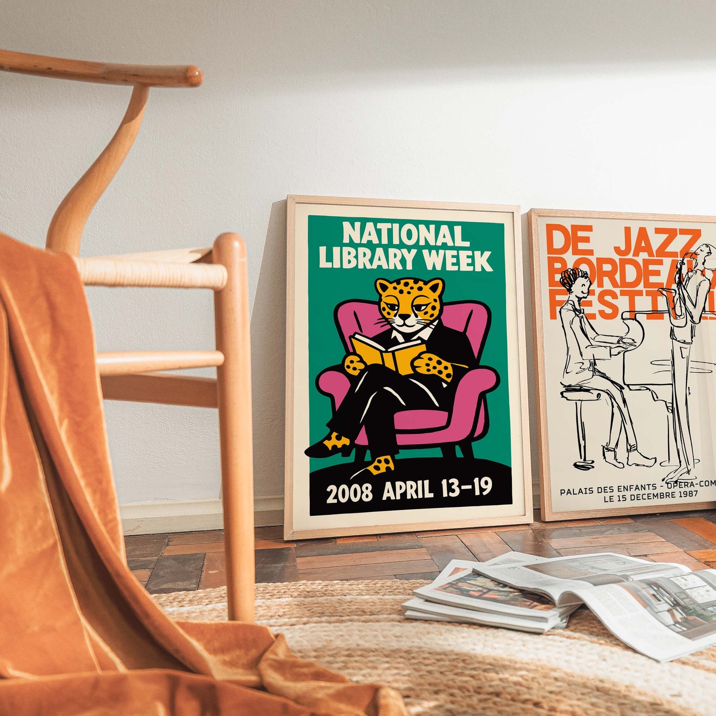 Library Week Reading Leopard Poster