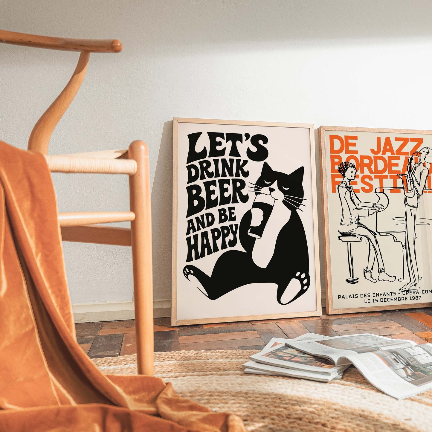 Funny Cat Beer Print Poster