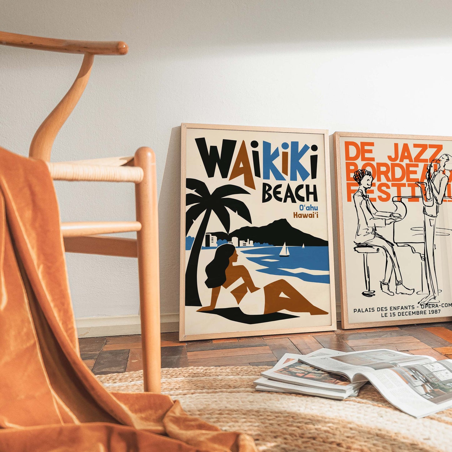 Waikiki Beach Retro Print