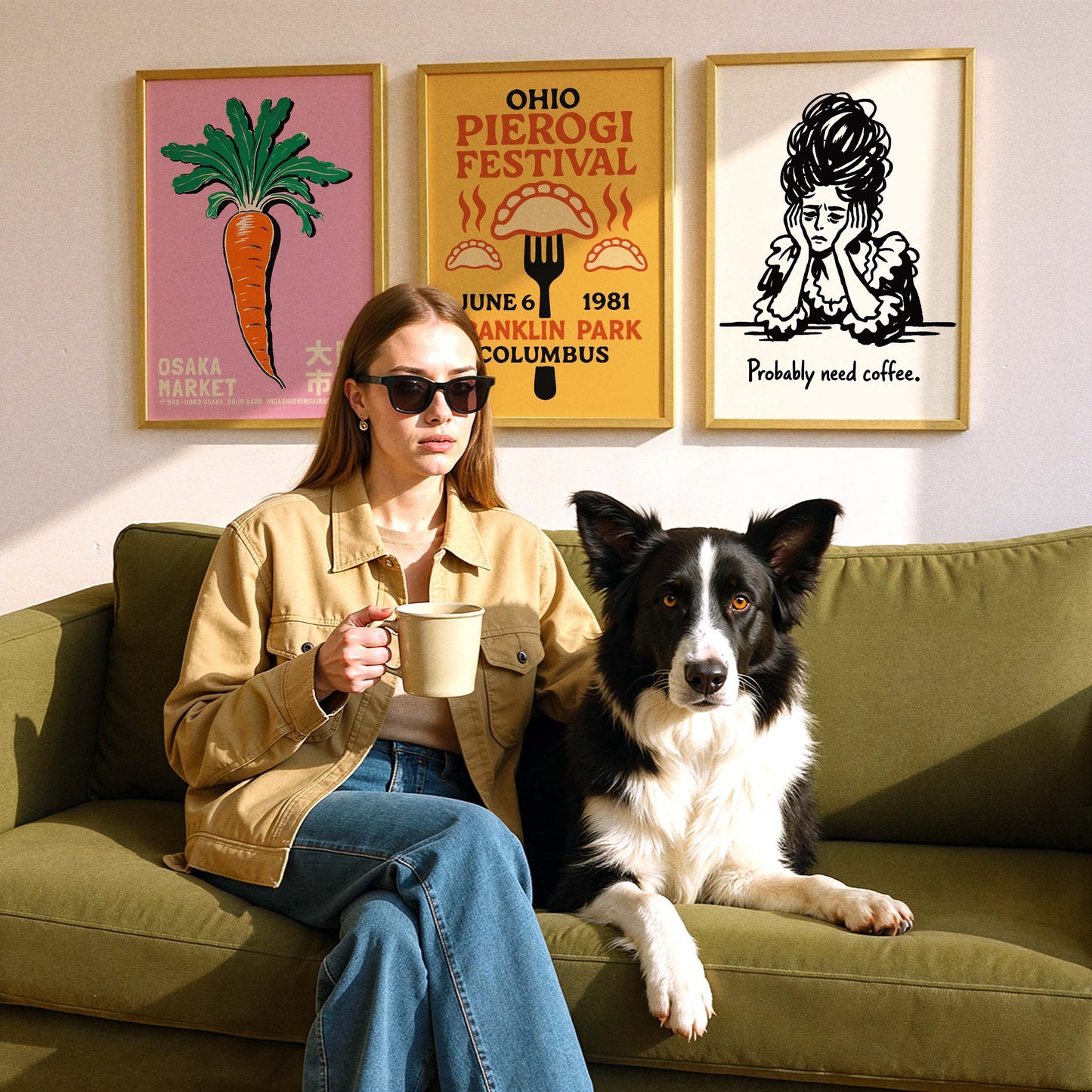 Probably Need Coffee Funny Poster