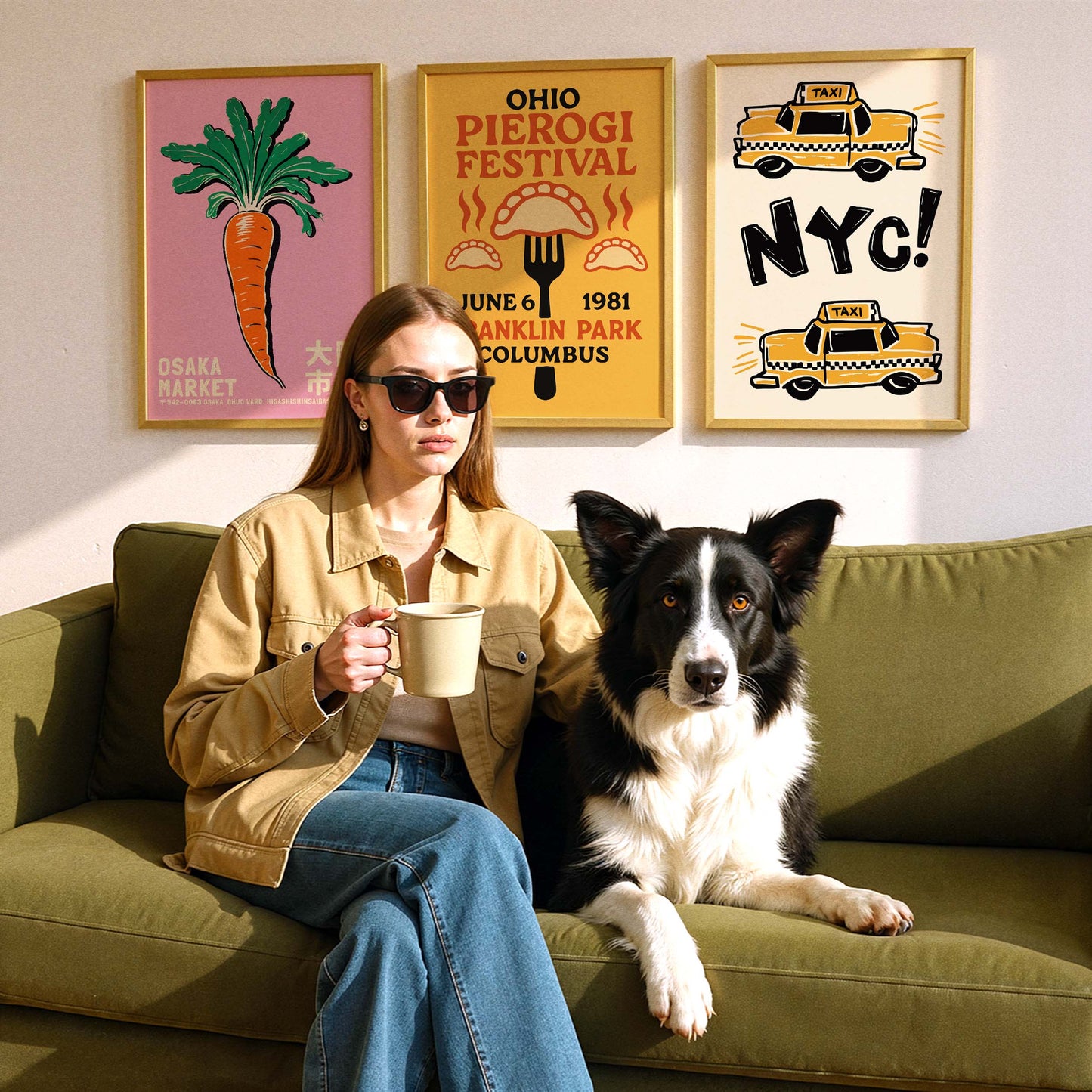 NYC Yellow Taxi Illustration Poster Wall Art