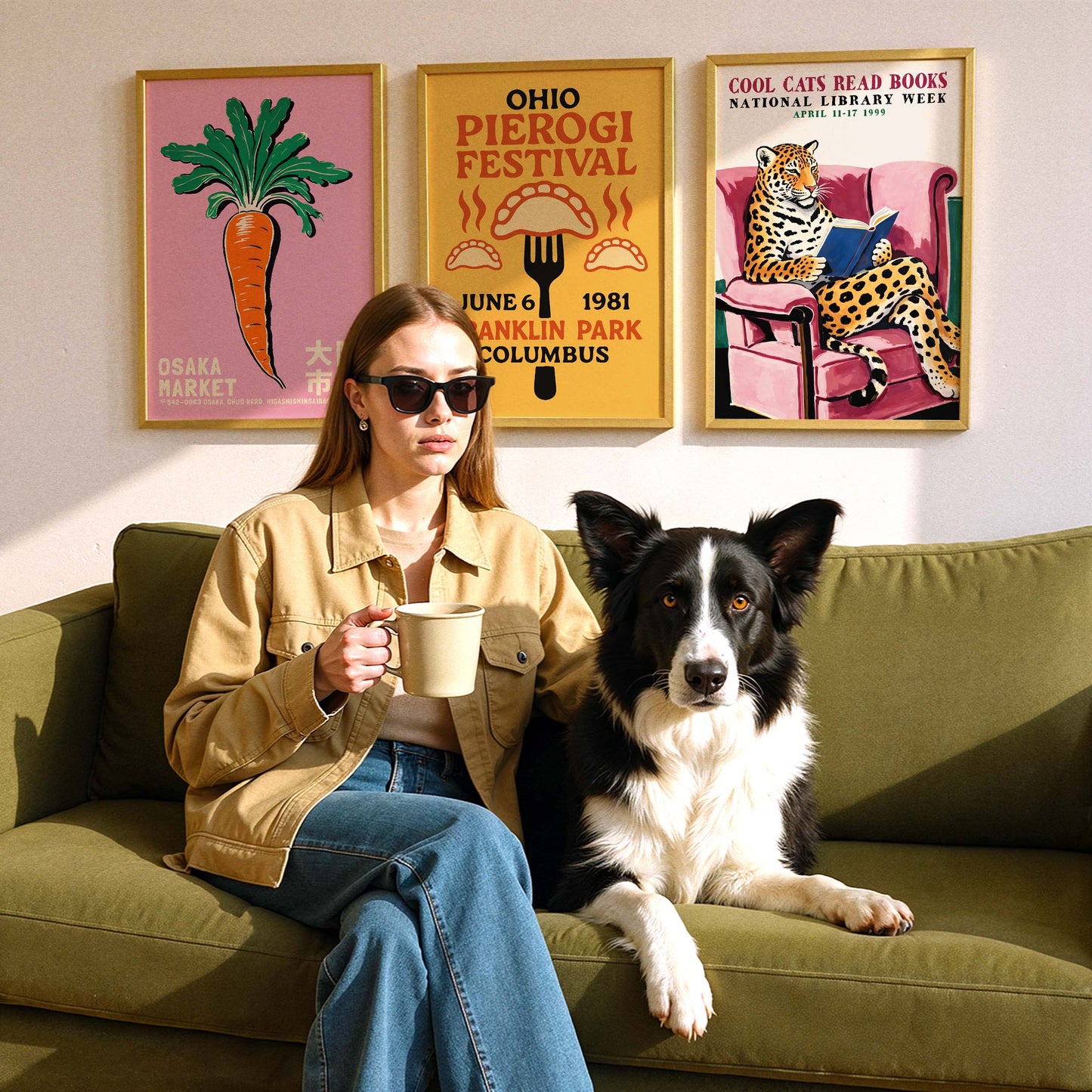 Cool Cats Read Books Library Week Poster Print