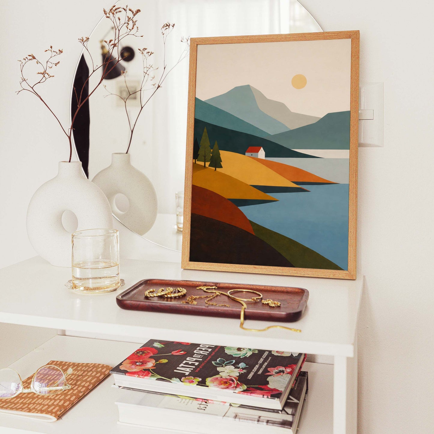 Minimalist Mountain Lake Landscape Print