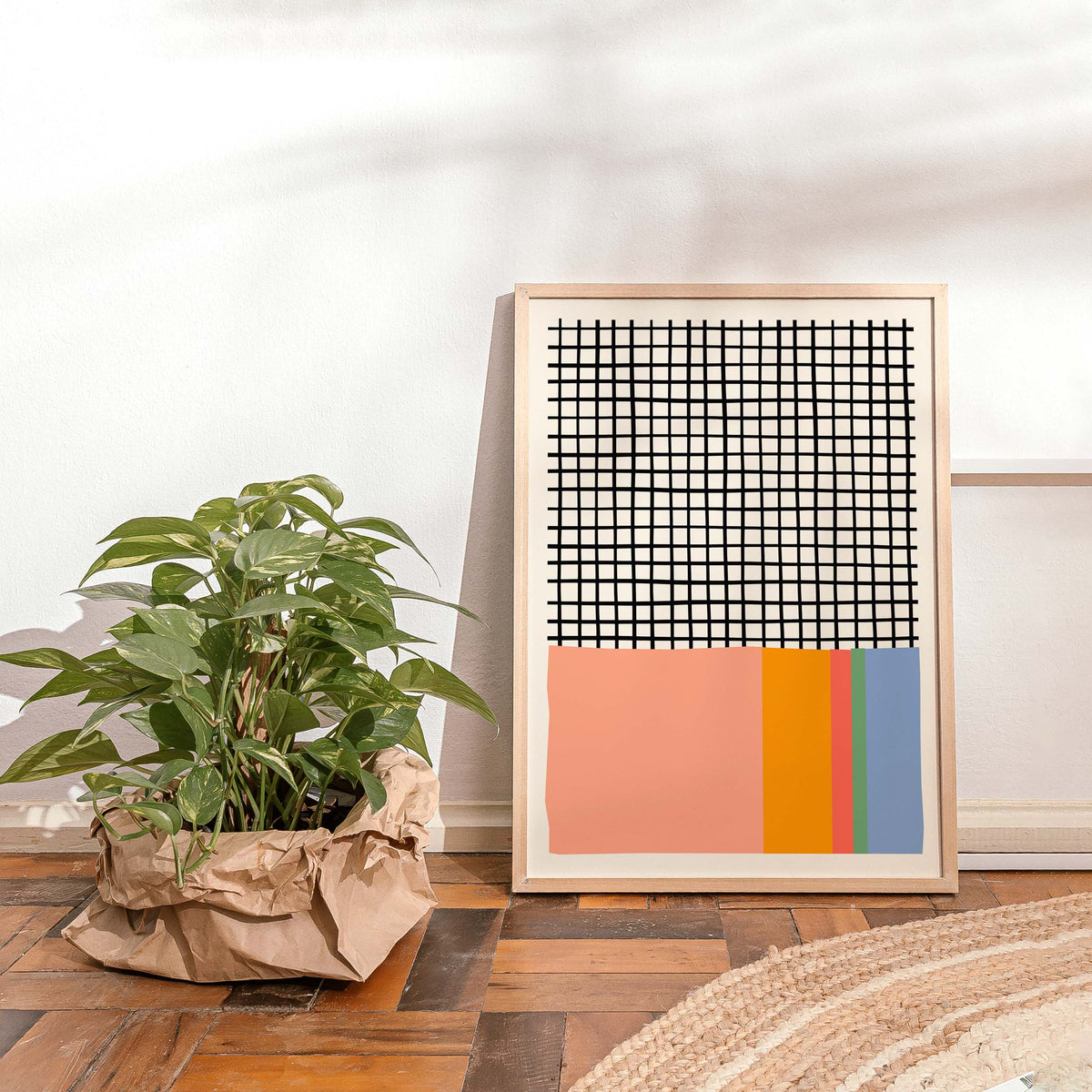 Abstract Grid And Color Blocks Poster
