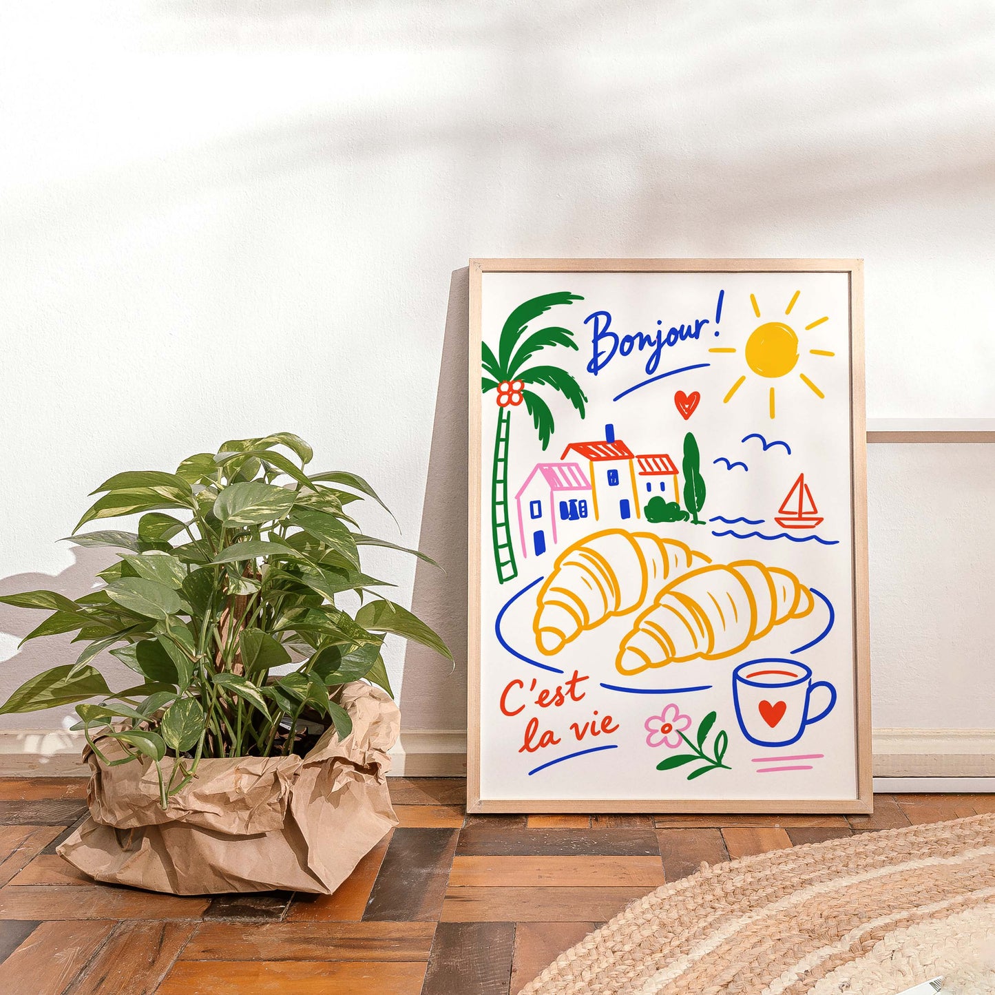 French Croissant Breakfast Poster Print