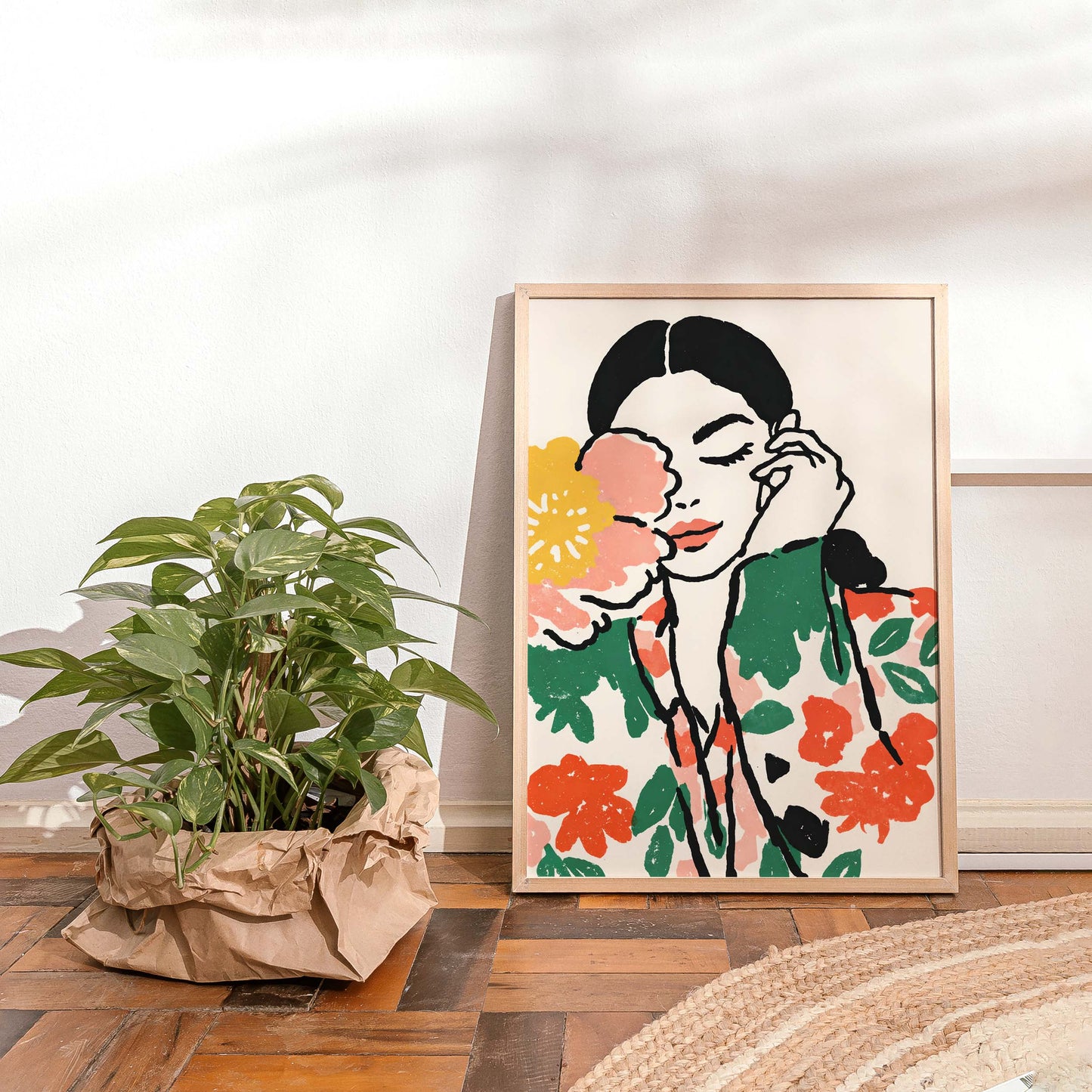 Floral Portrait Illustration Poster
