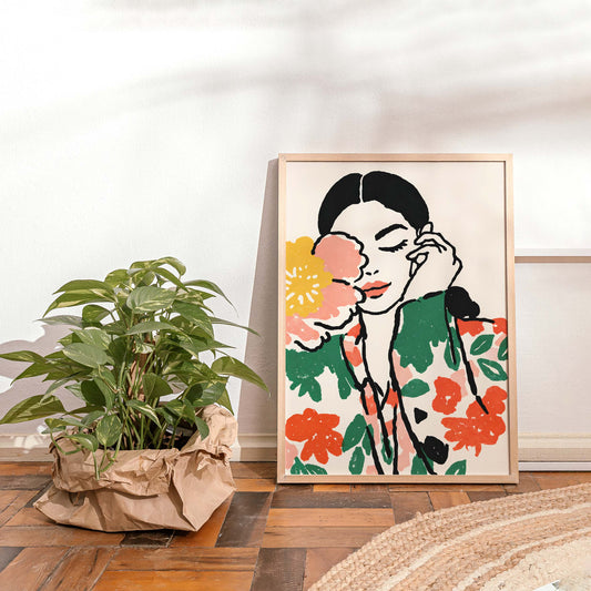 Floral Portrait Illustration Poster
