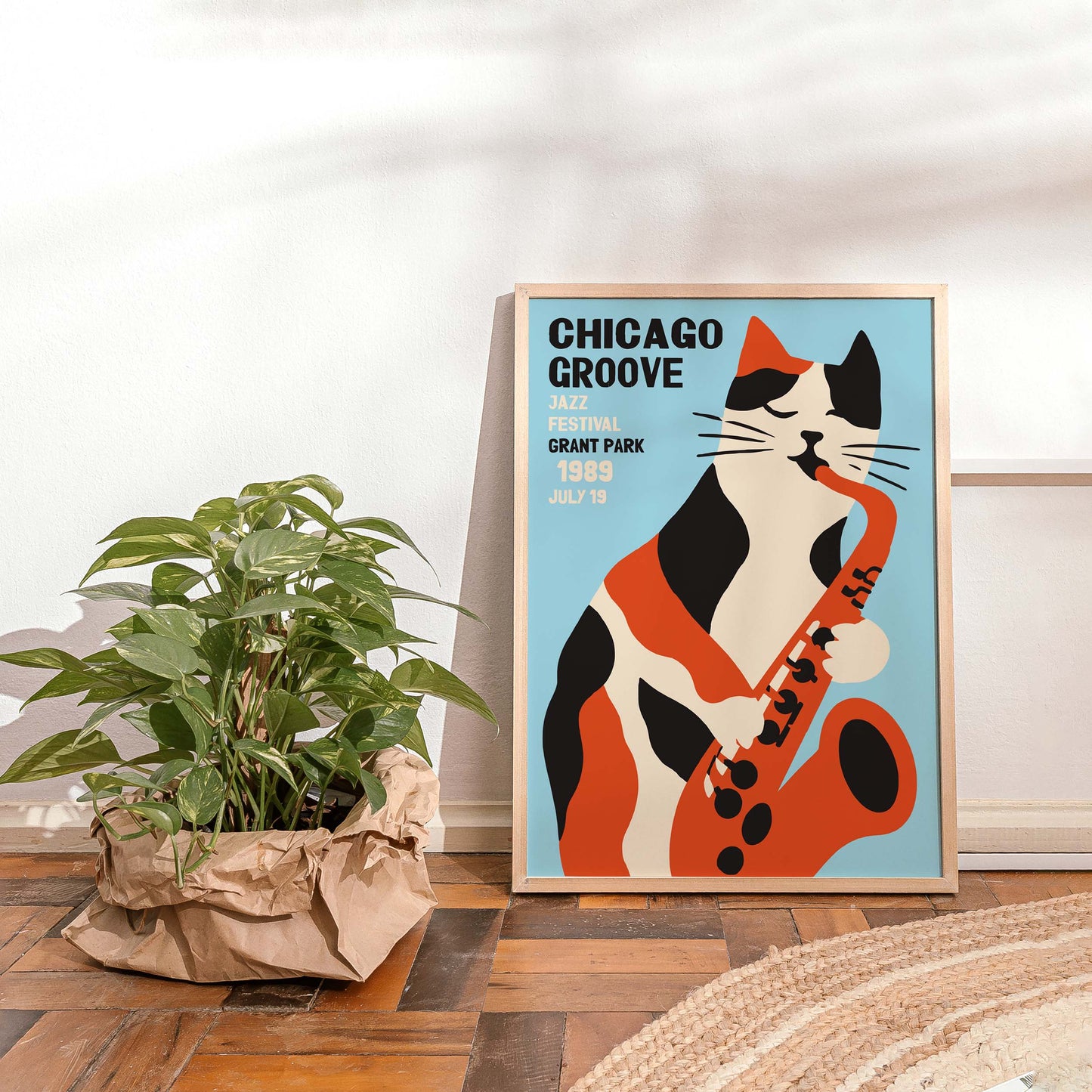 Chicago Groove Jazz Cat Poster