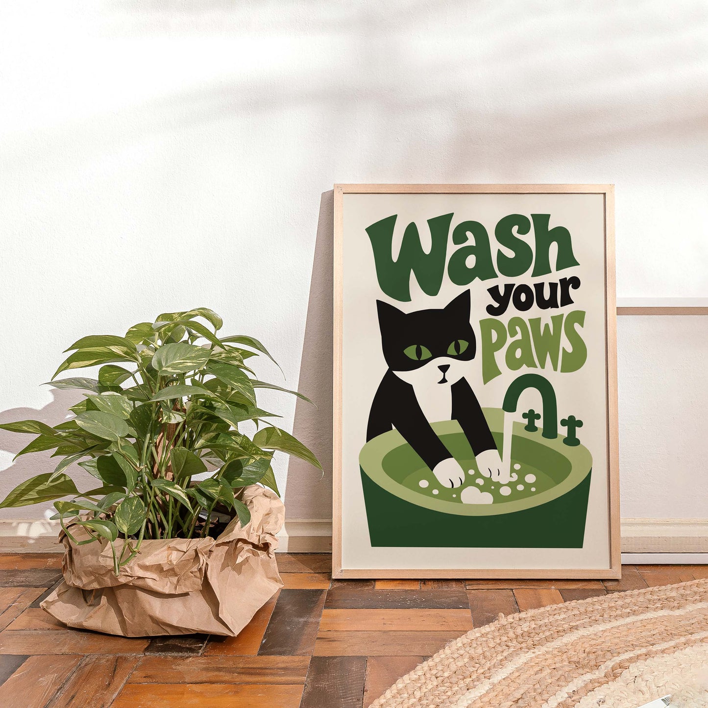 Cat Bathroom Wall Art Print
