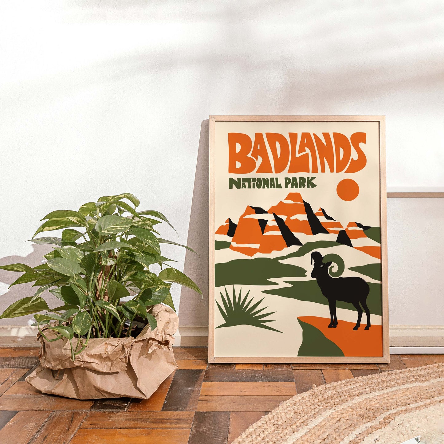 Badlands National Park Retro Travel Poster