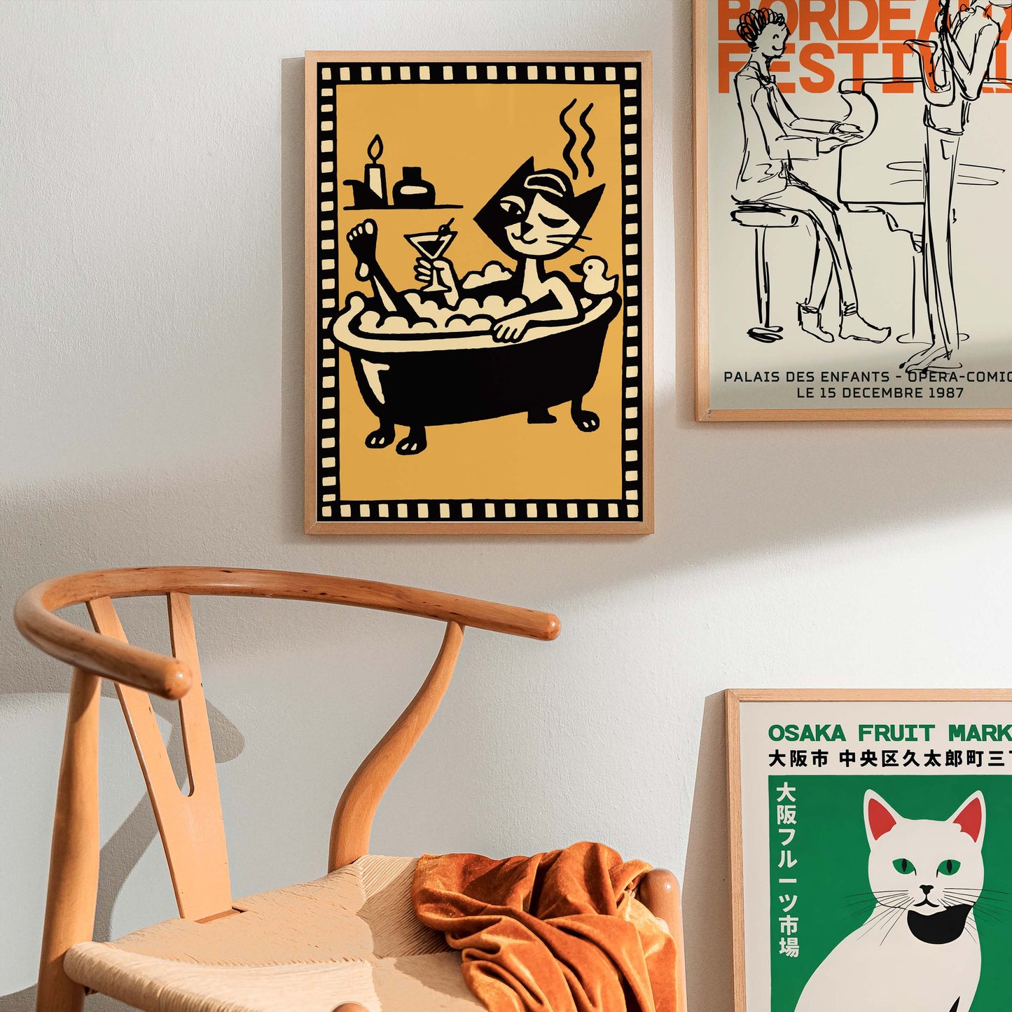 Cat Bathtub Cocktail Poster Print