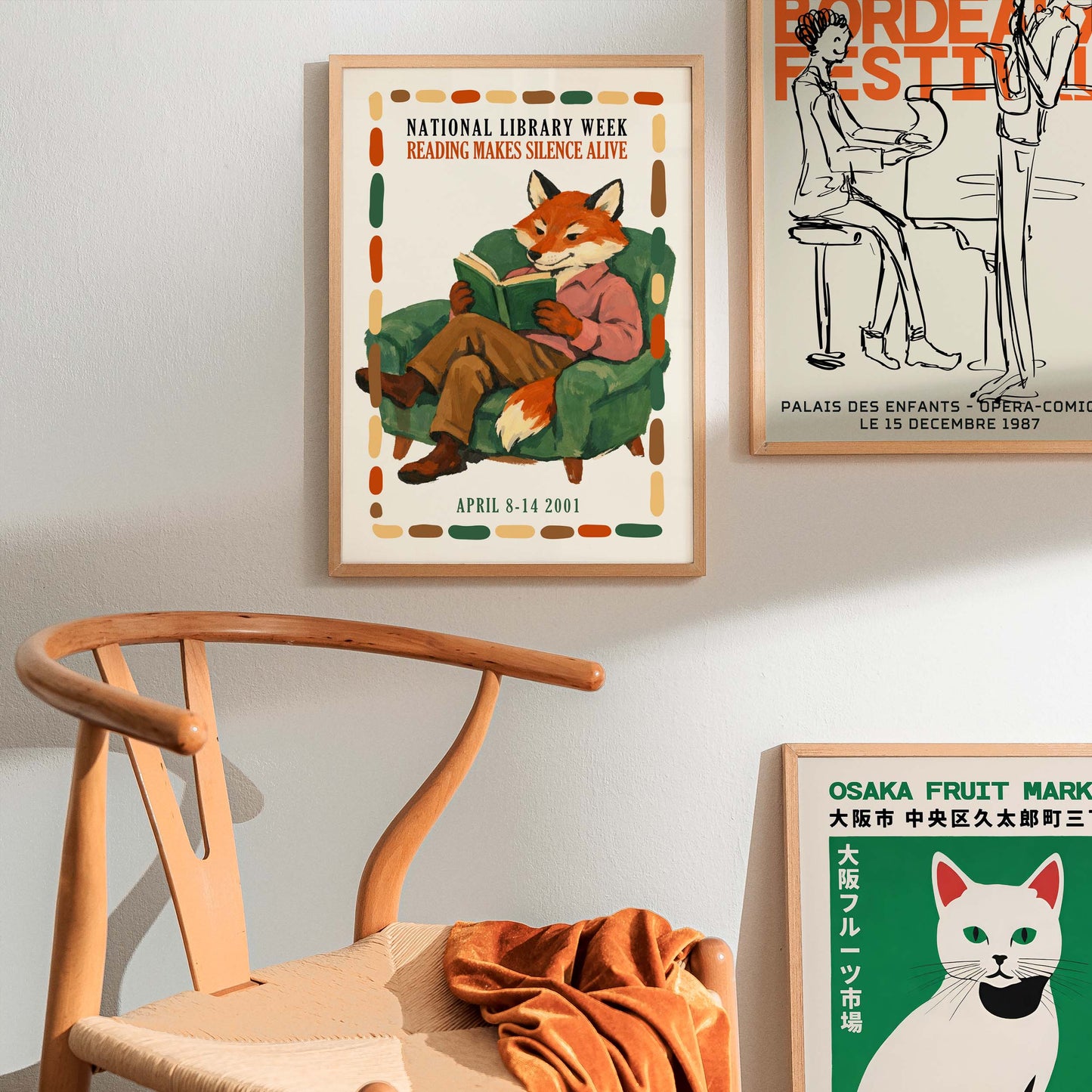 National Library Week Fox Reading Poster
