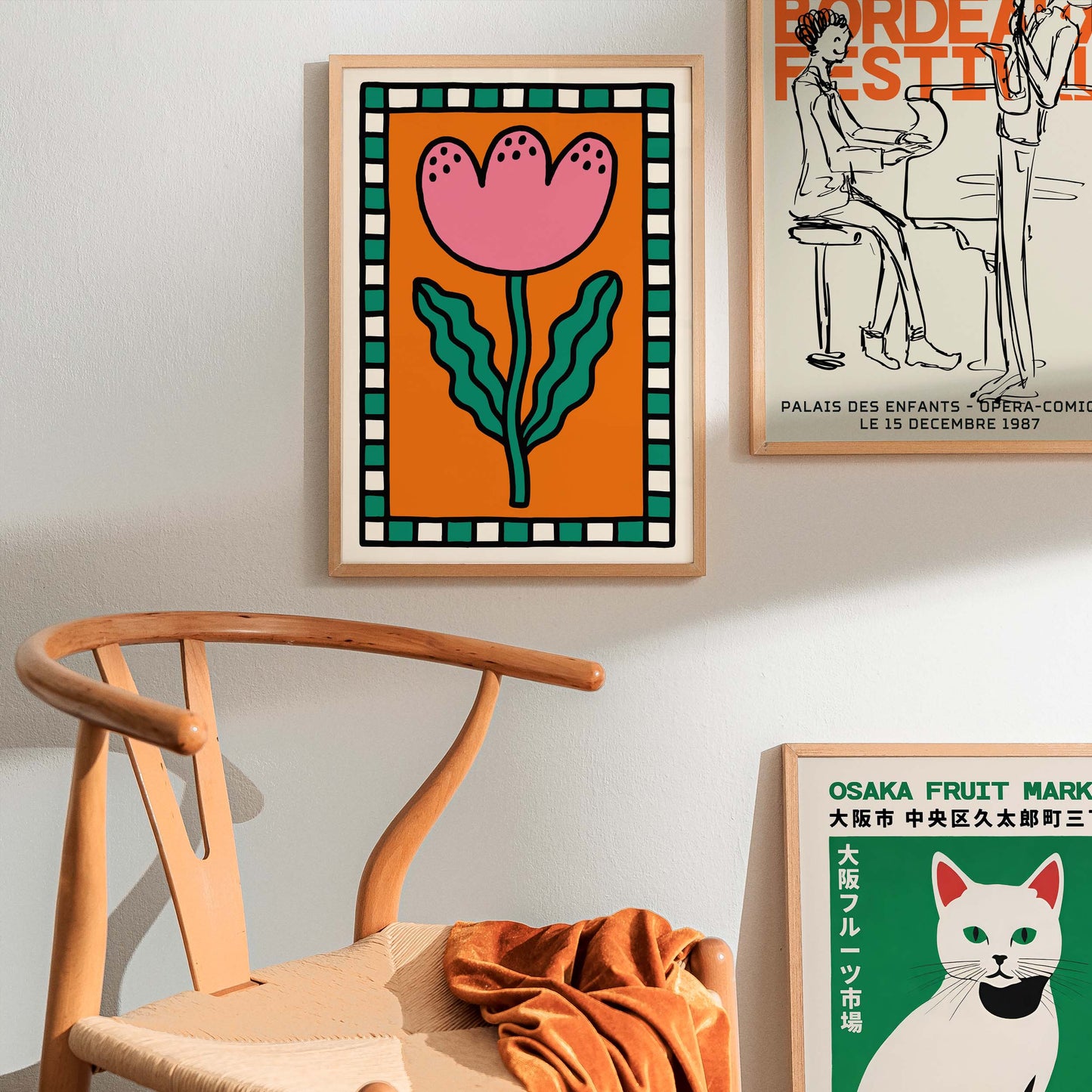 Modern Folk Tulip Poster Wall Art