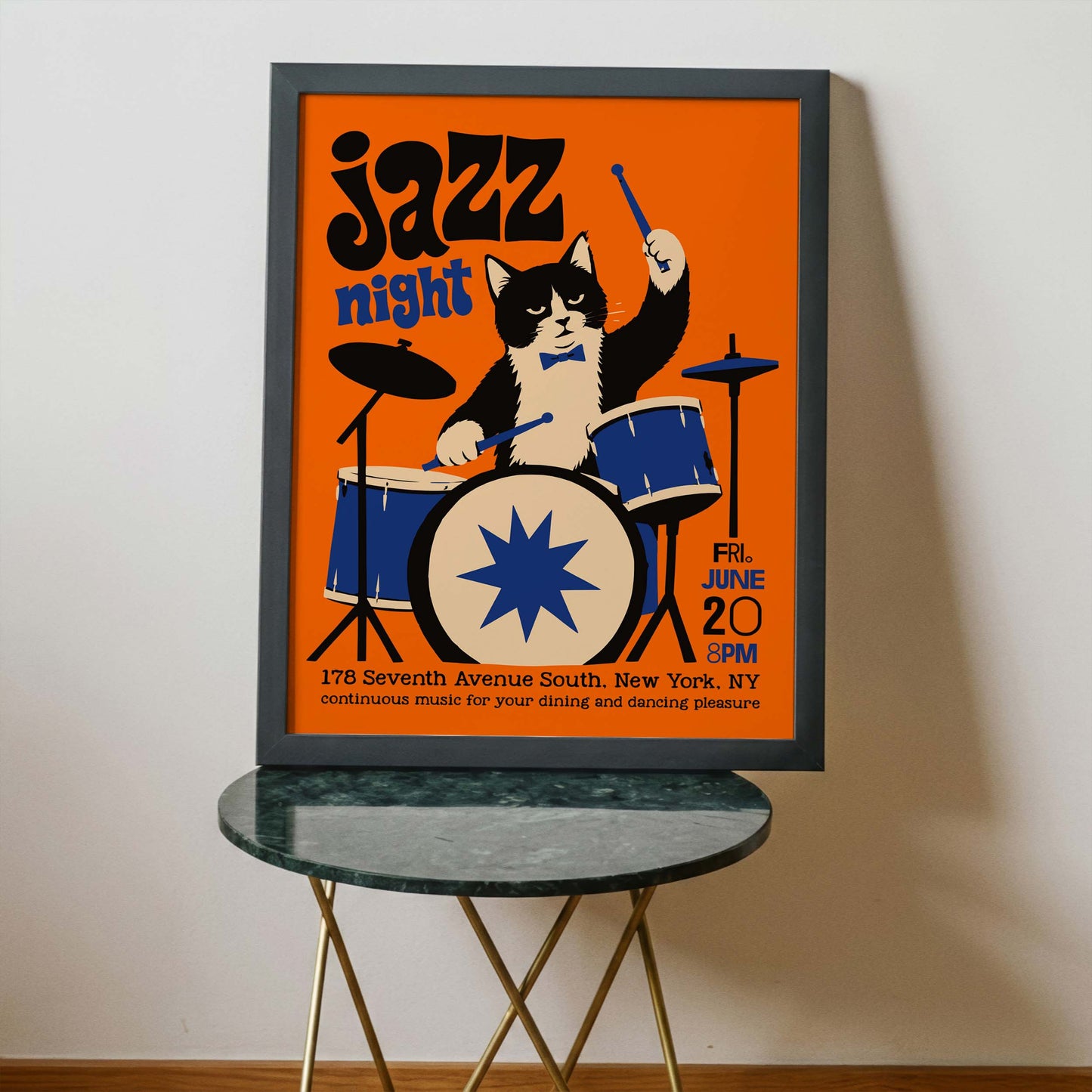 Jazz Night Cat Drum Print