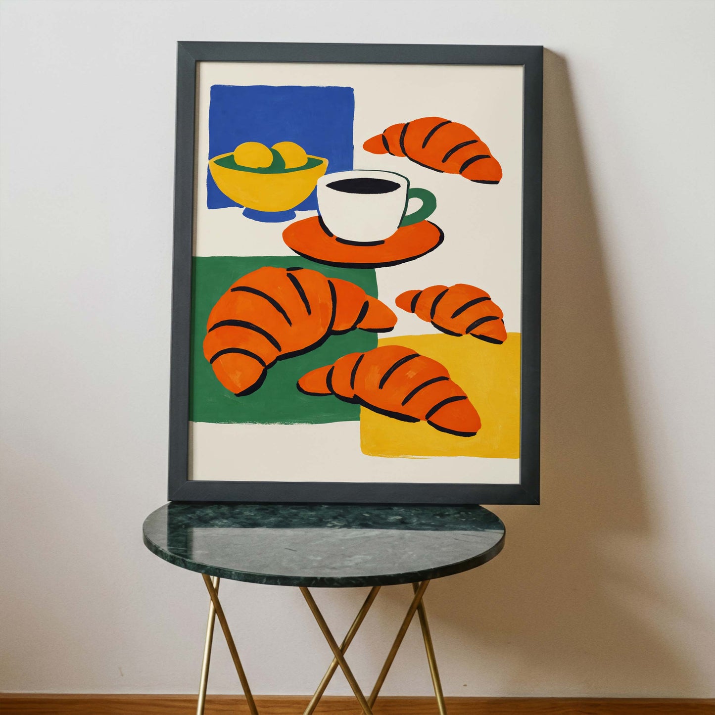 Croissant Coffee Breakfast Poster Print