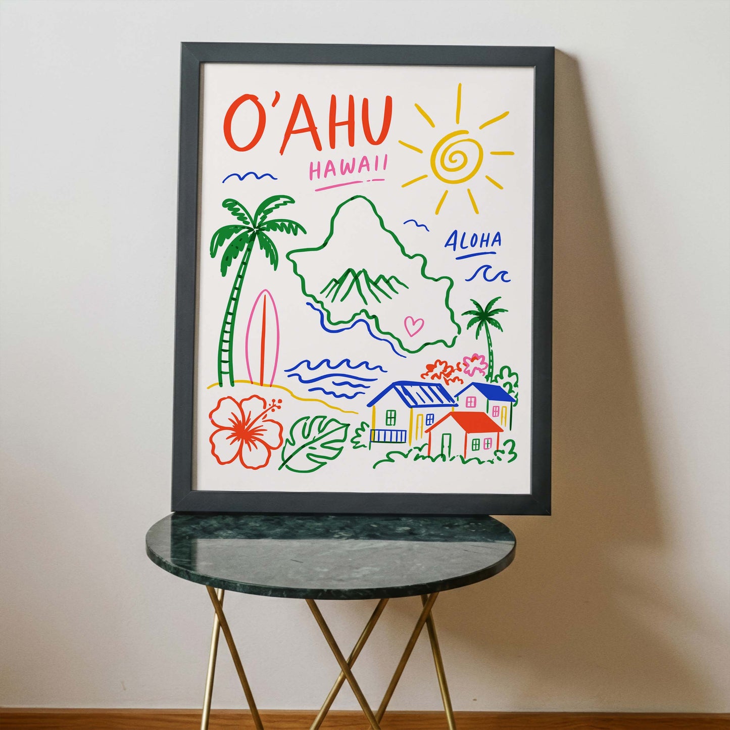 Oahu Hawaii Travel Wall Art Print