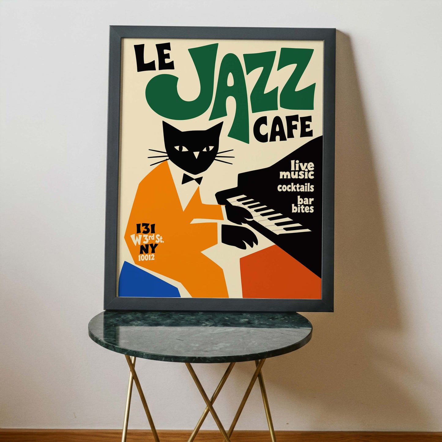 Le Jazz Café Cat Piano Vintage Poster
