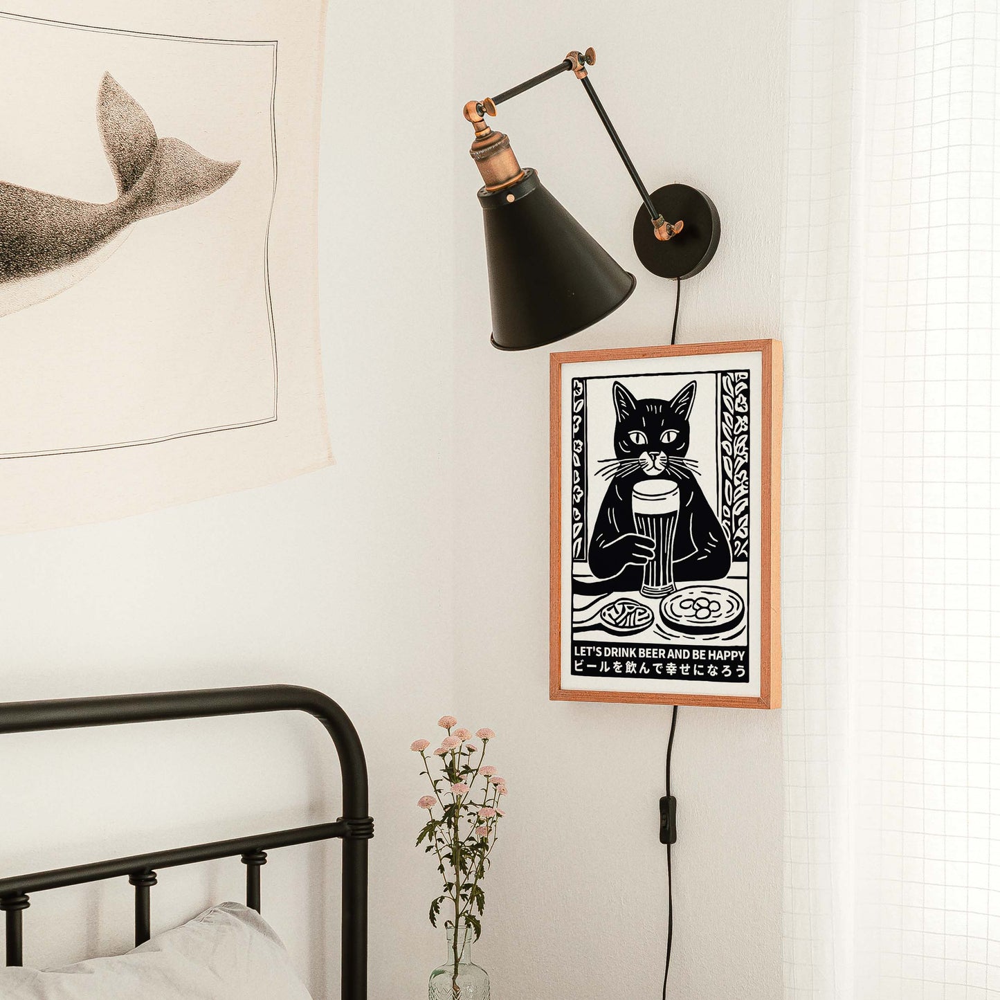 Beer Drinking Cat Poster Print