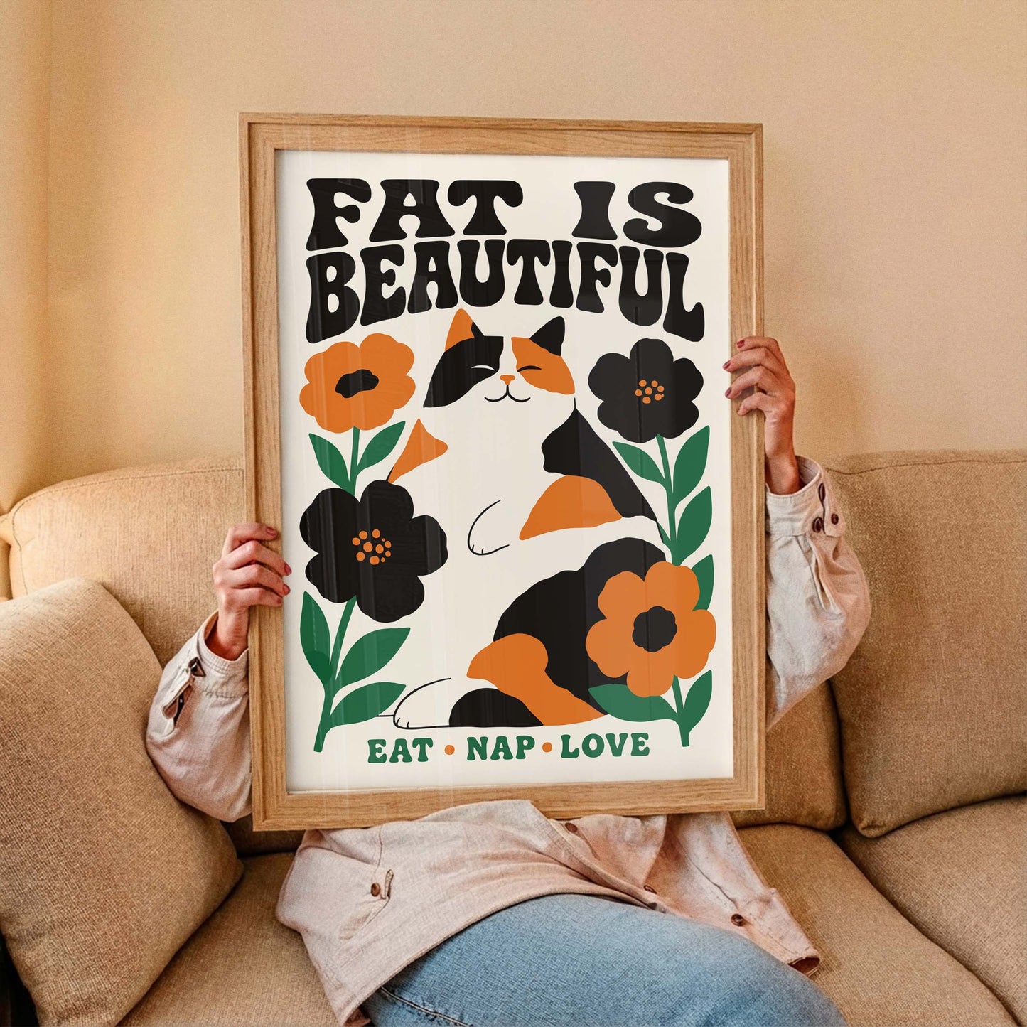 Fat Is Beautiful Cat Poster