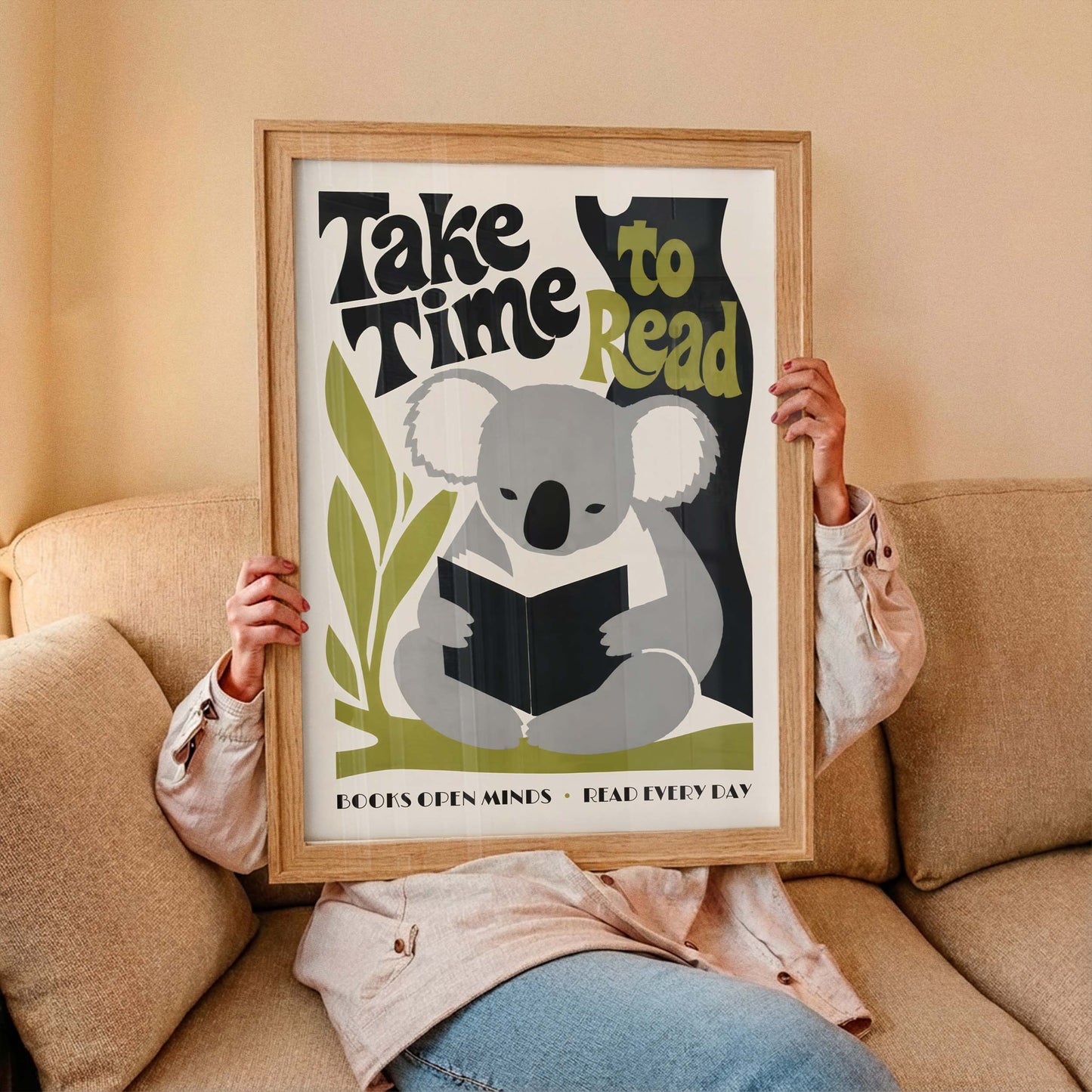 Reading Koala Wall Art Print