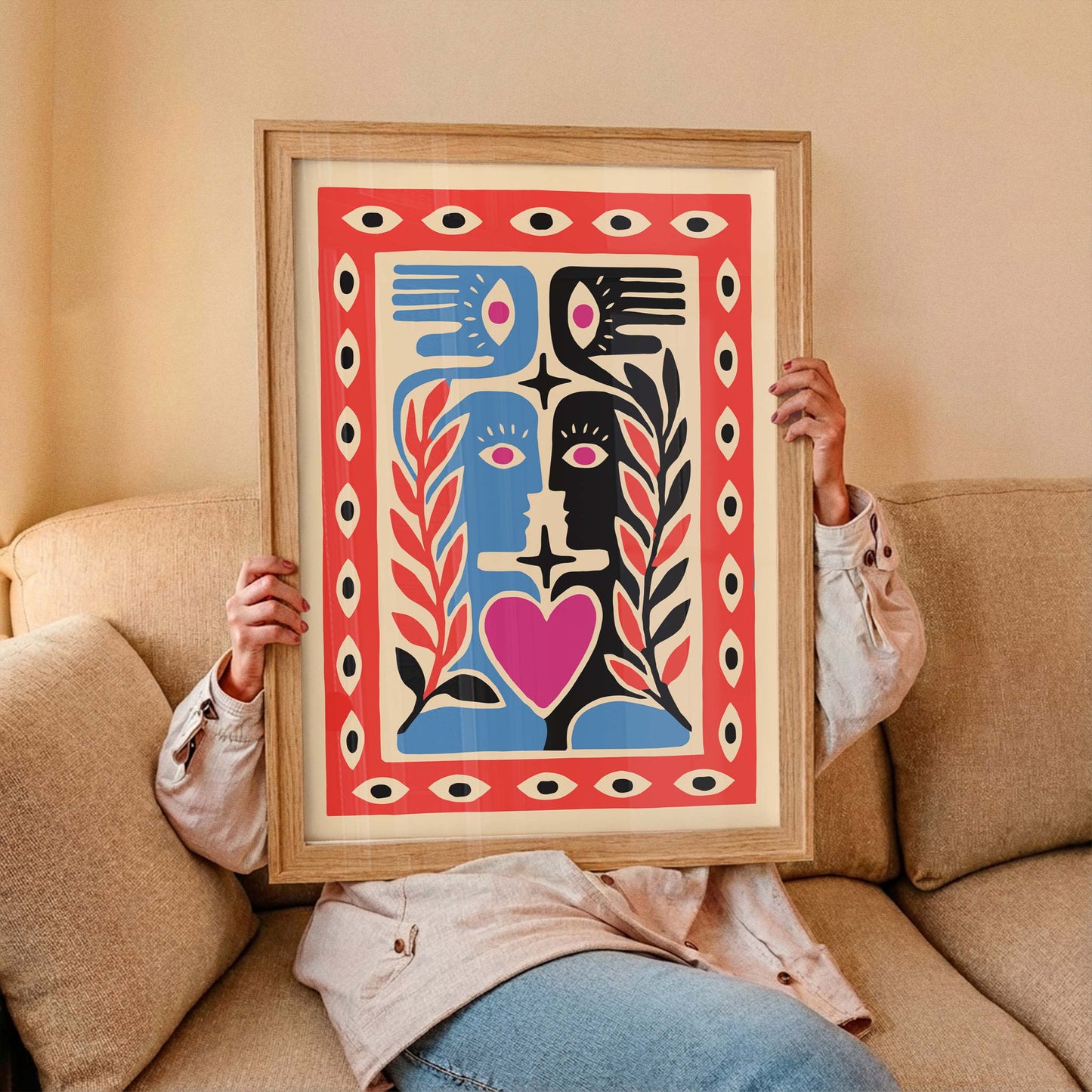 Abstract Love Faces Bedroom Wall Art