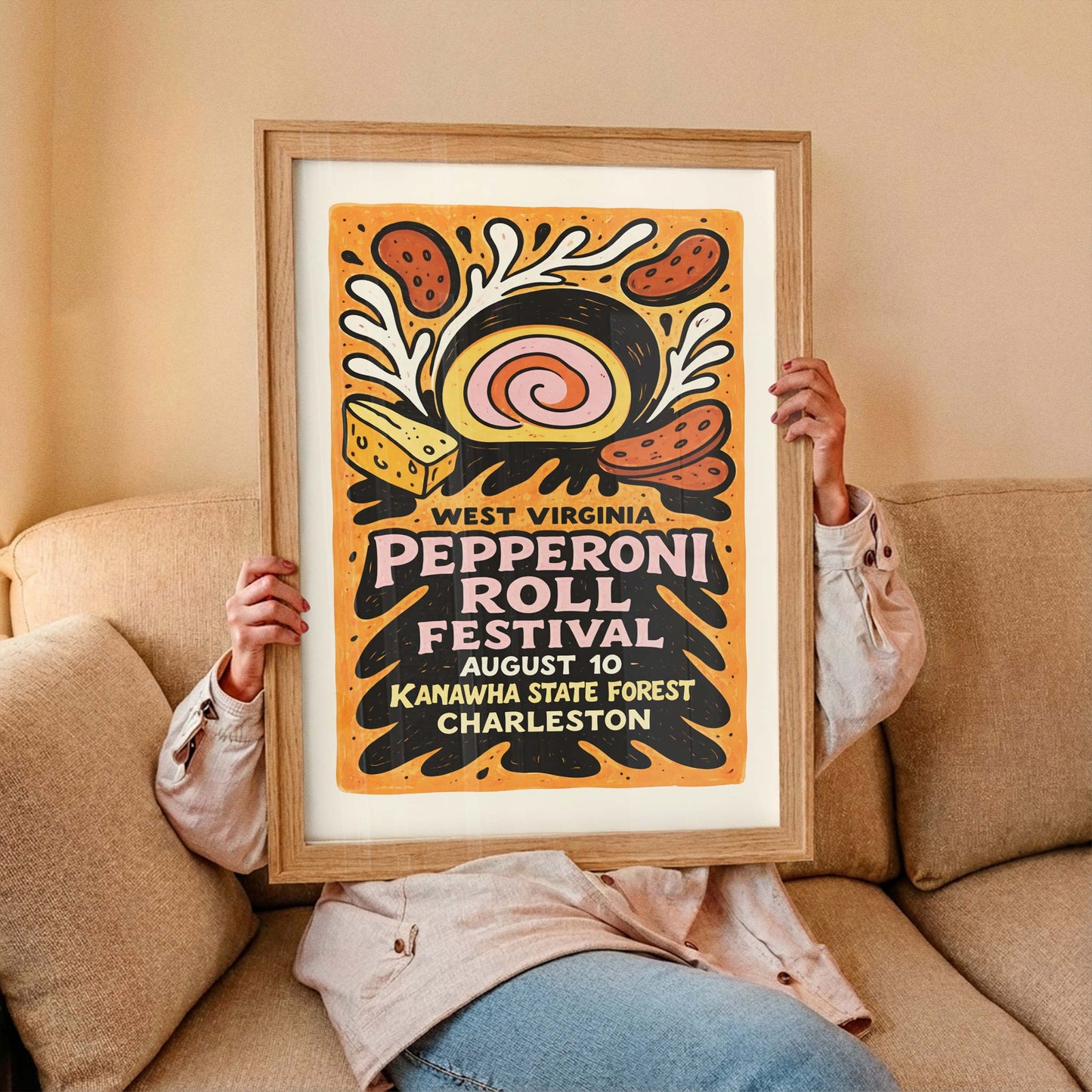 Pepperoni Roll Food Poster Art Print