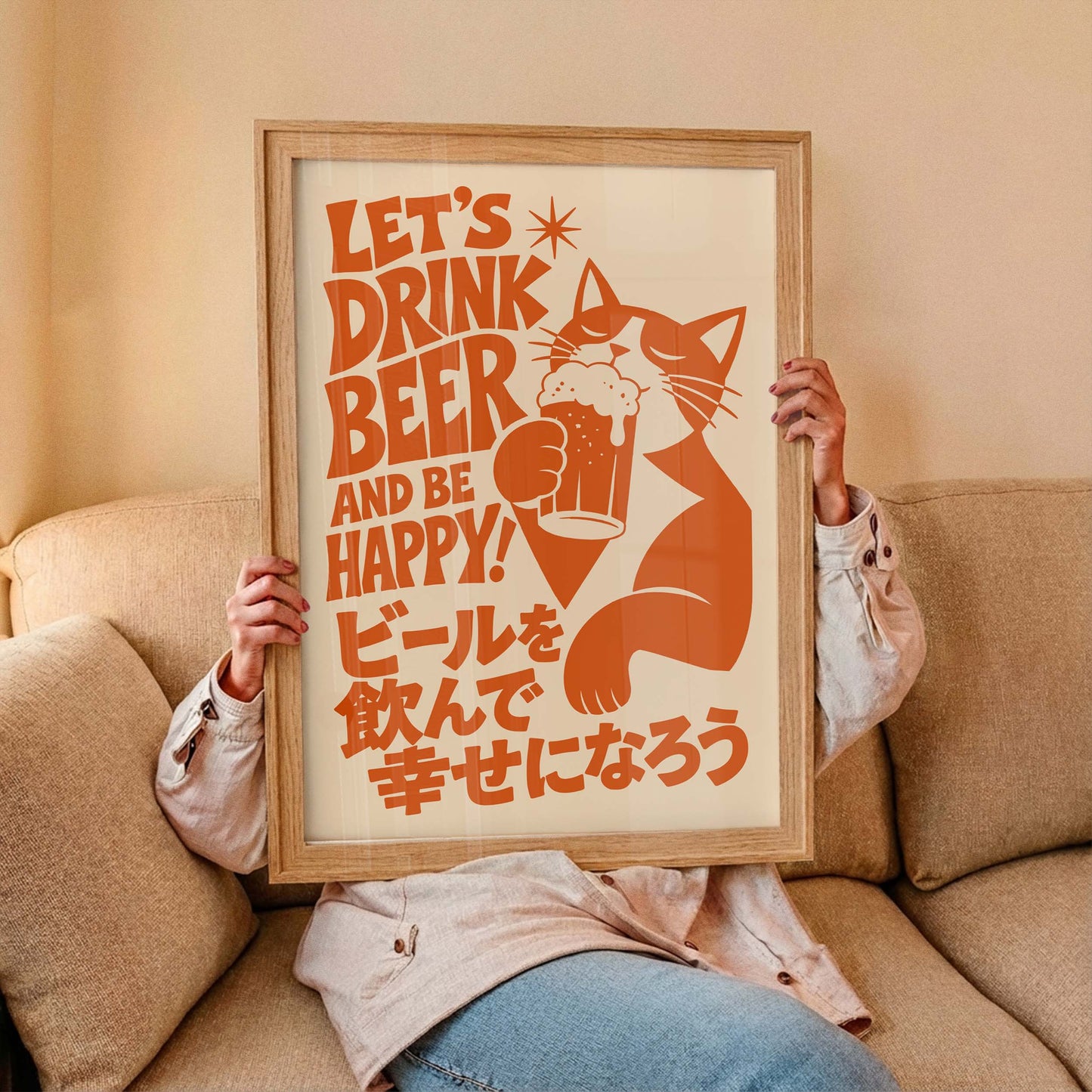 Mid Century Beer Cat Wall Art