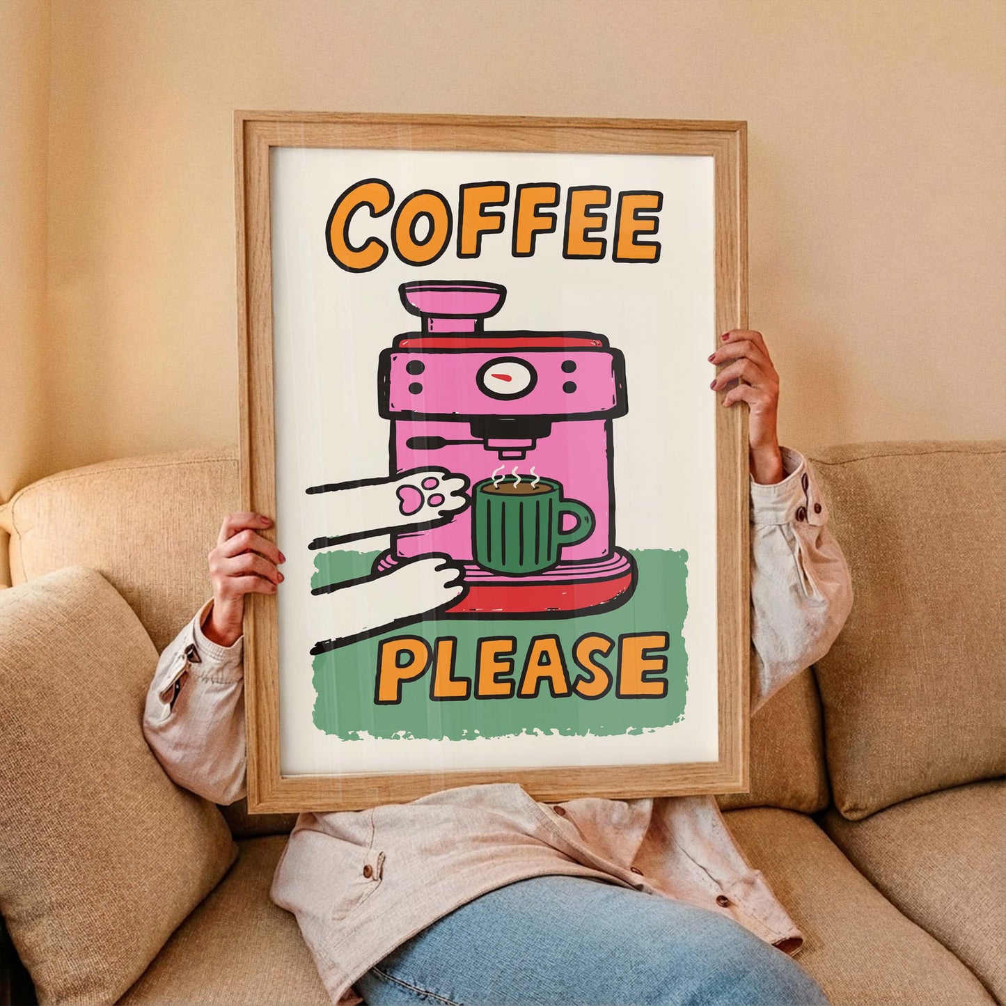 Coffee Please Cat Print