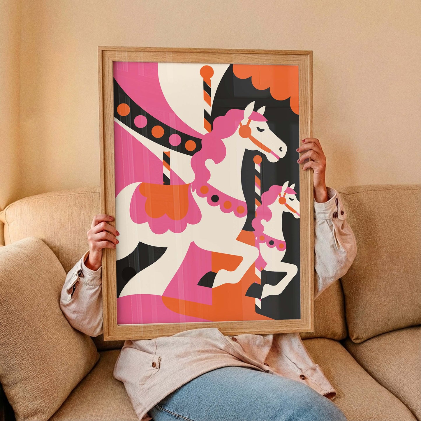 Vintage Pink Carousel Horse Poster