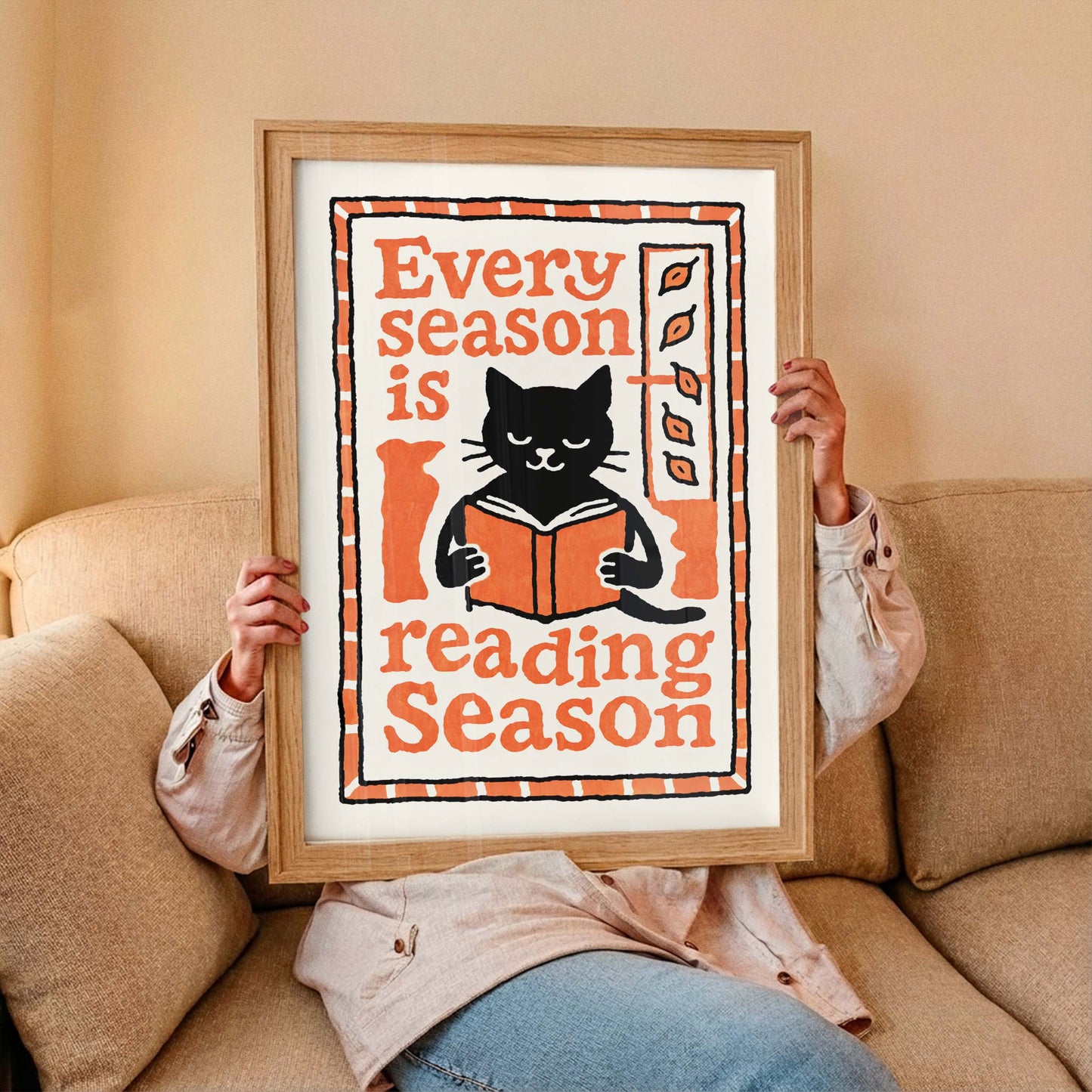 Reading Season Cat Wall Art Print