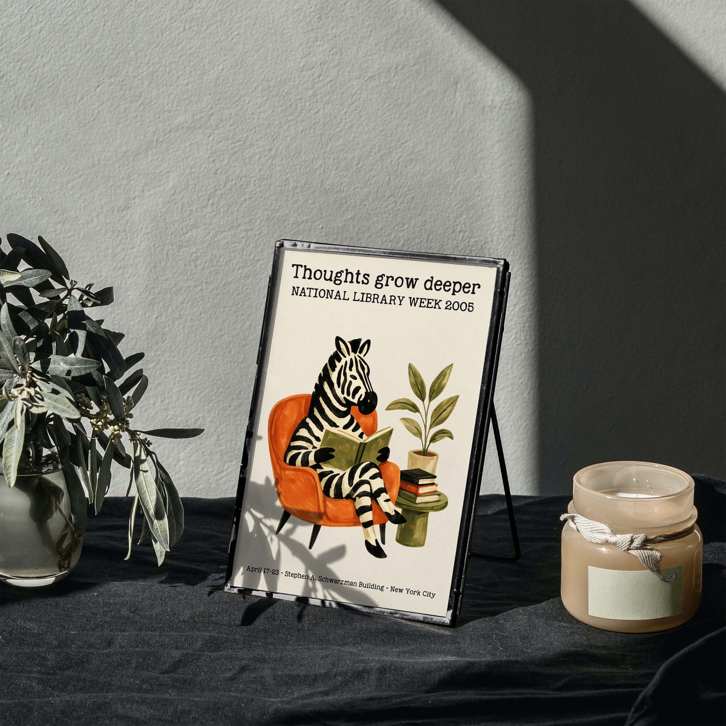 National Library Week Zebra Reading Poster