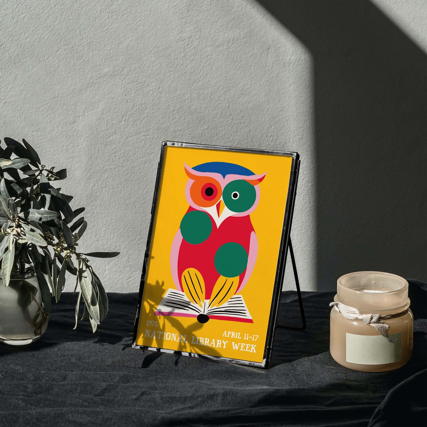 Colorful Owl Library Poster Print
