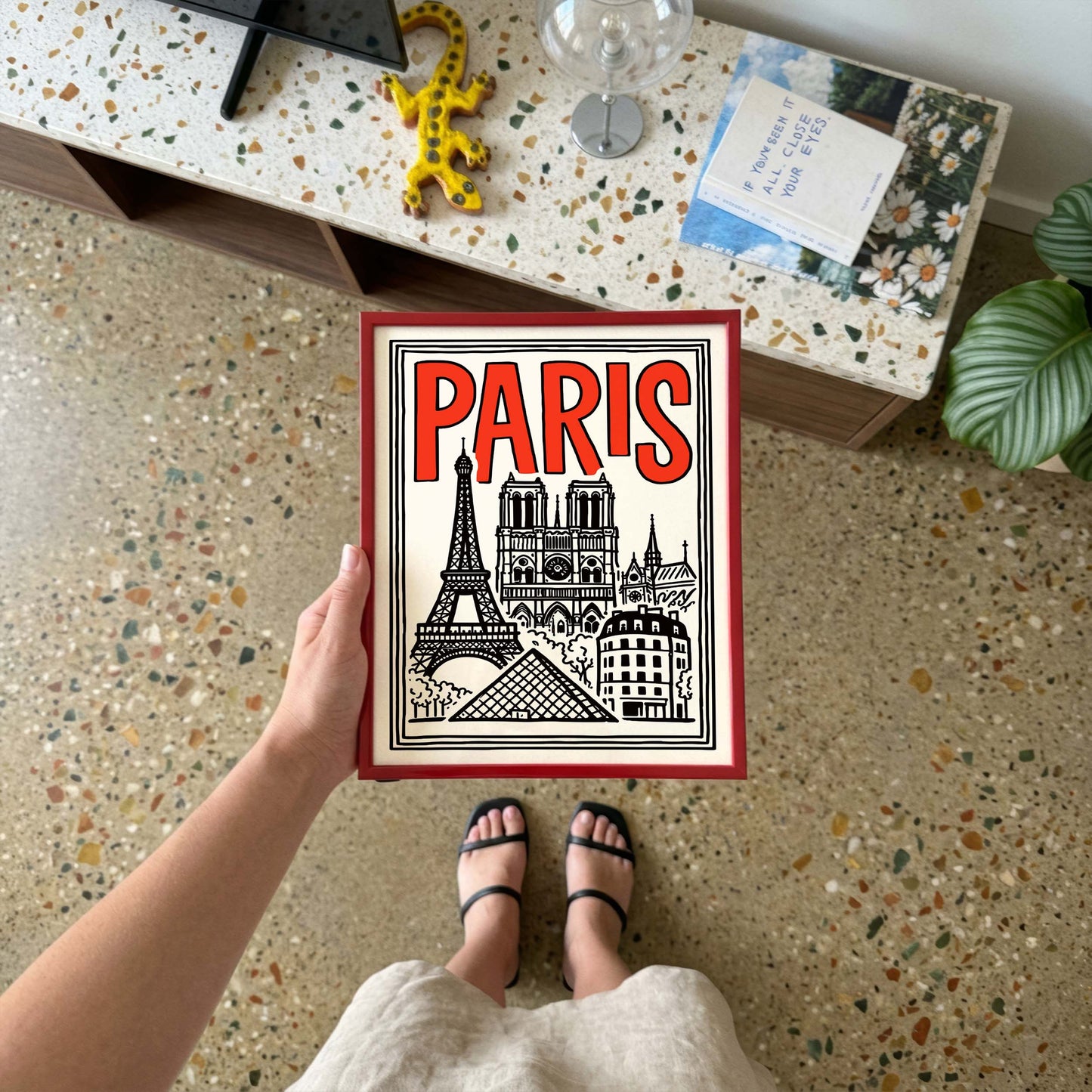 Paris Landmarks Travel Poster Print