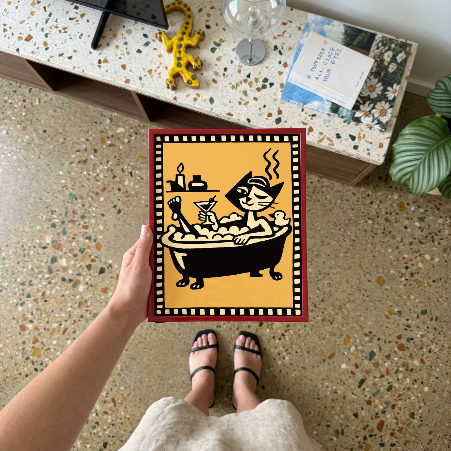 Cat Bathtub Cocktail Poster Print