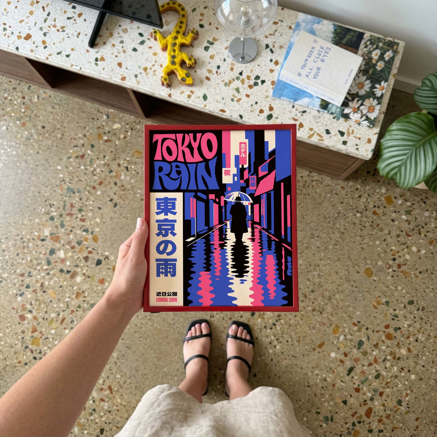 Tokyo Rain Neon Poster Print