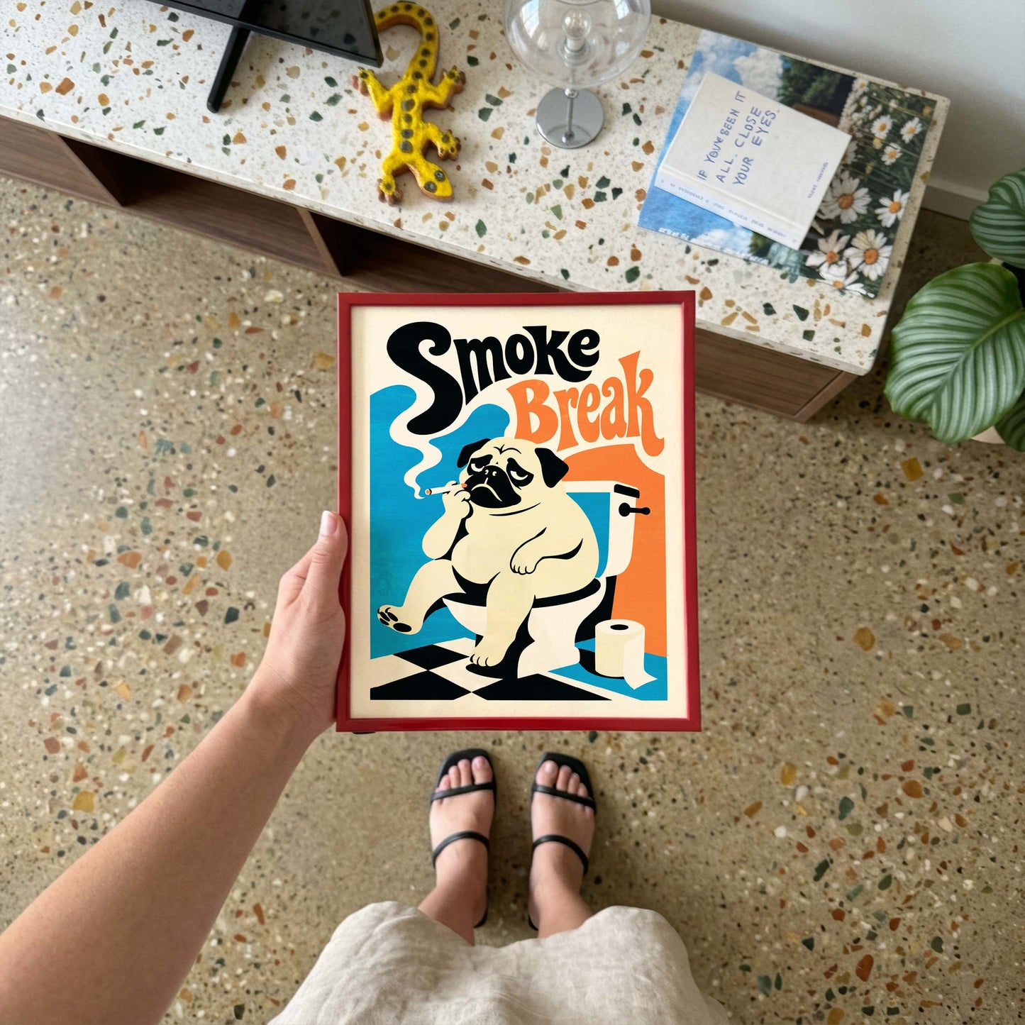 Smoking Pug Print Wall Art