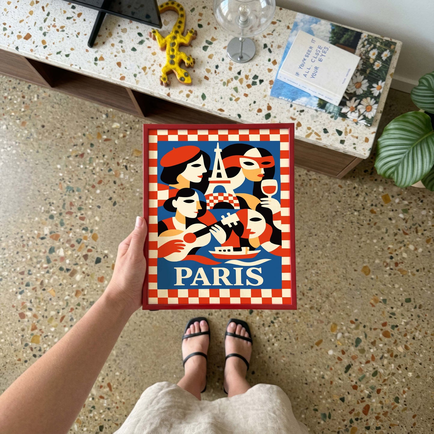 Retro Paris Picnic Art Deco Style Poster