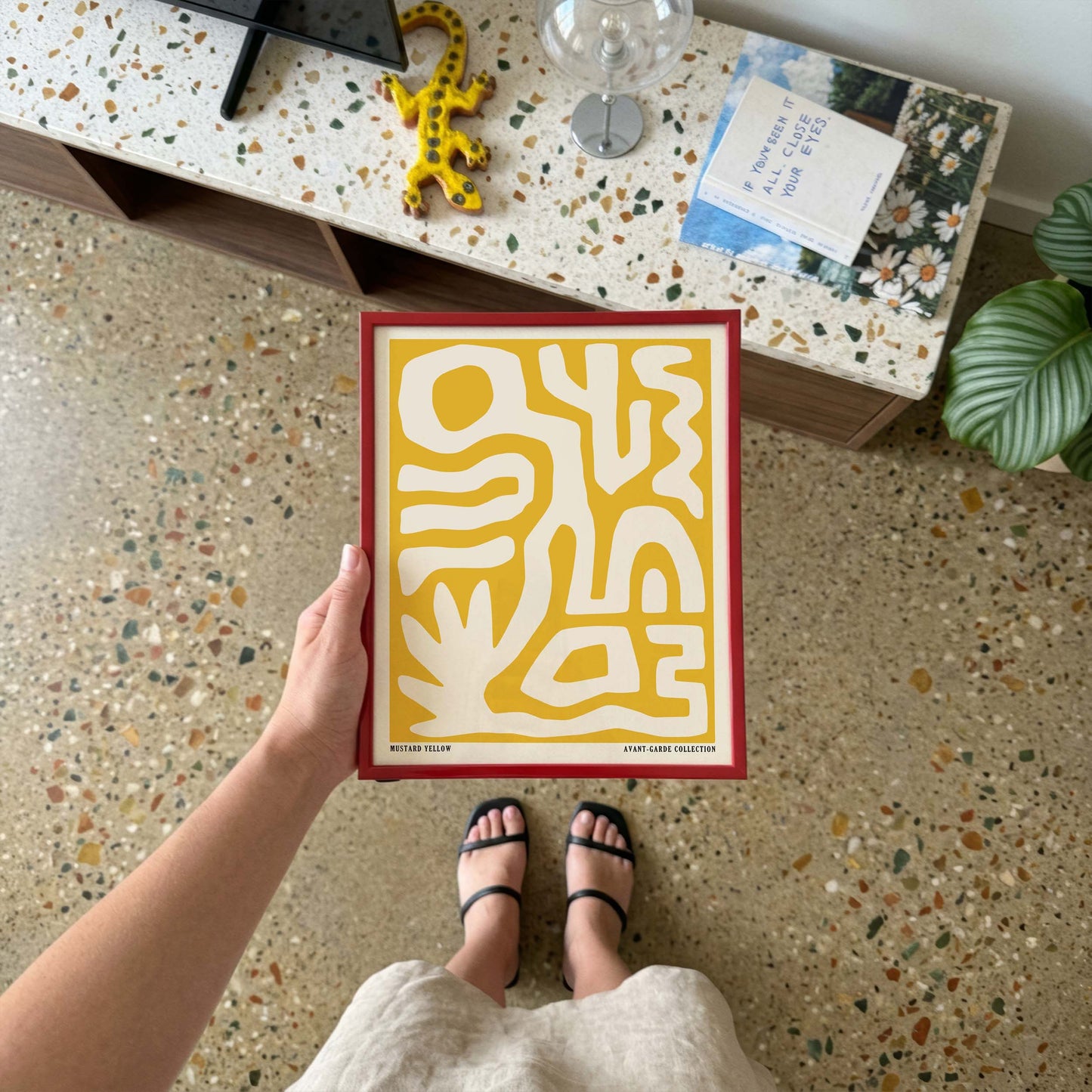 Mustard Yellow Abstract Print
