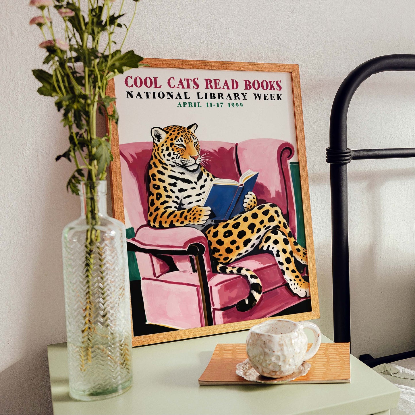 Cool Cats Read Books Library Week Poster Print