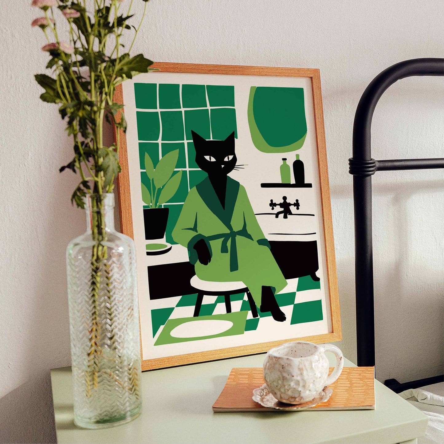 Black Cat Bathroom Wall Art