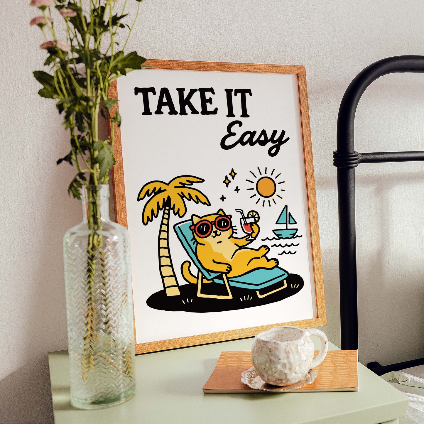 Take It Easy Cat Poster