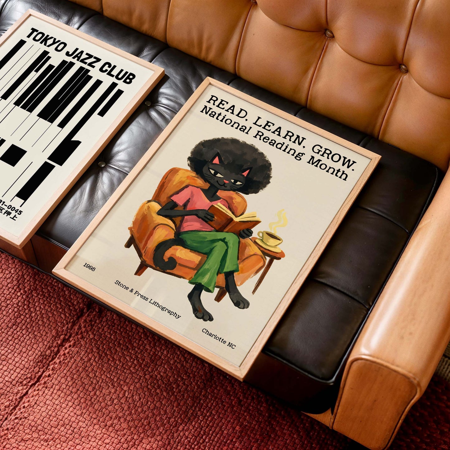 National Reading Month Cat Poster Print