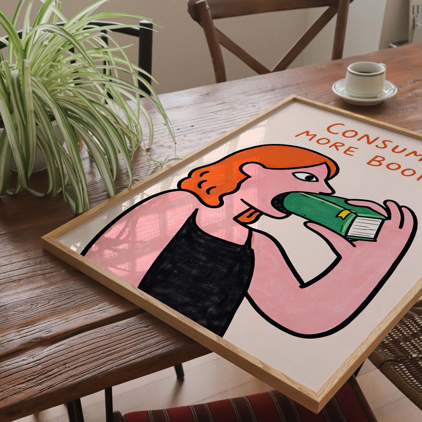 Consume More Books Illustration Poster